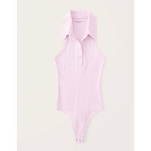 Abercrombie & Fitch soft A&F ribbed half button front bodysuit size Large - Picture 1 of 6